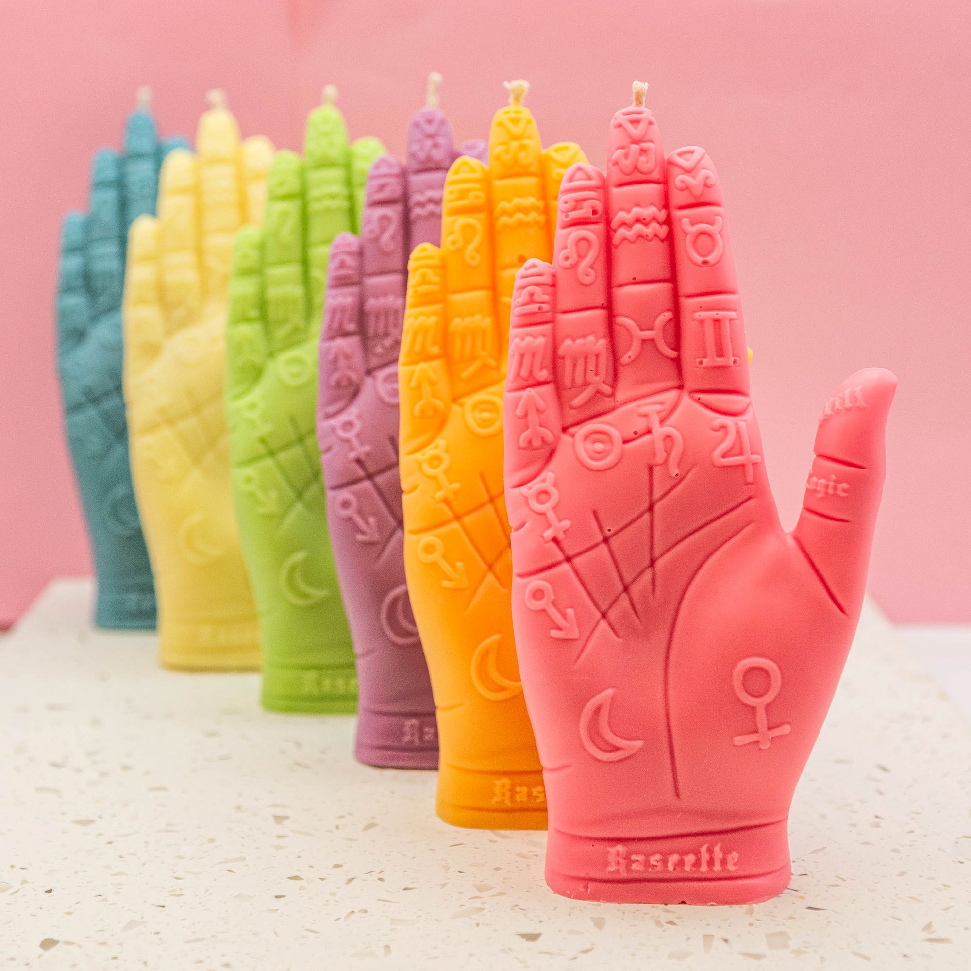 collection of beeswax palmistry candles in different colours