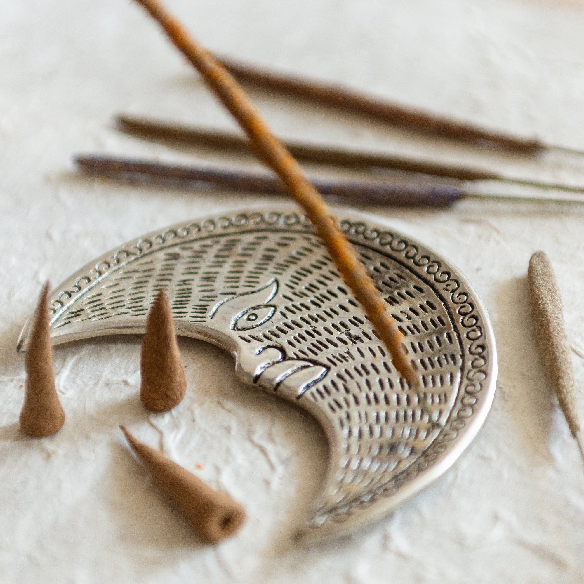 Crescent Moon Incense Holder | Stick & Cone Burner