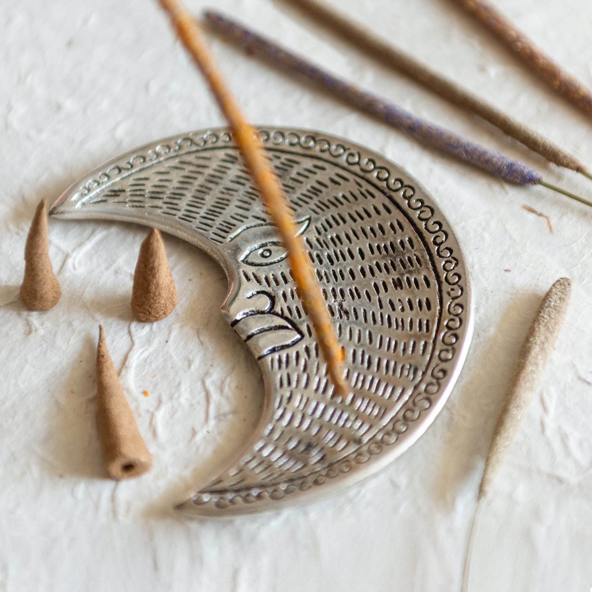 Crescent Moon Incense Holder | Stick & Cone Burner