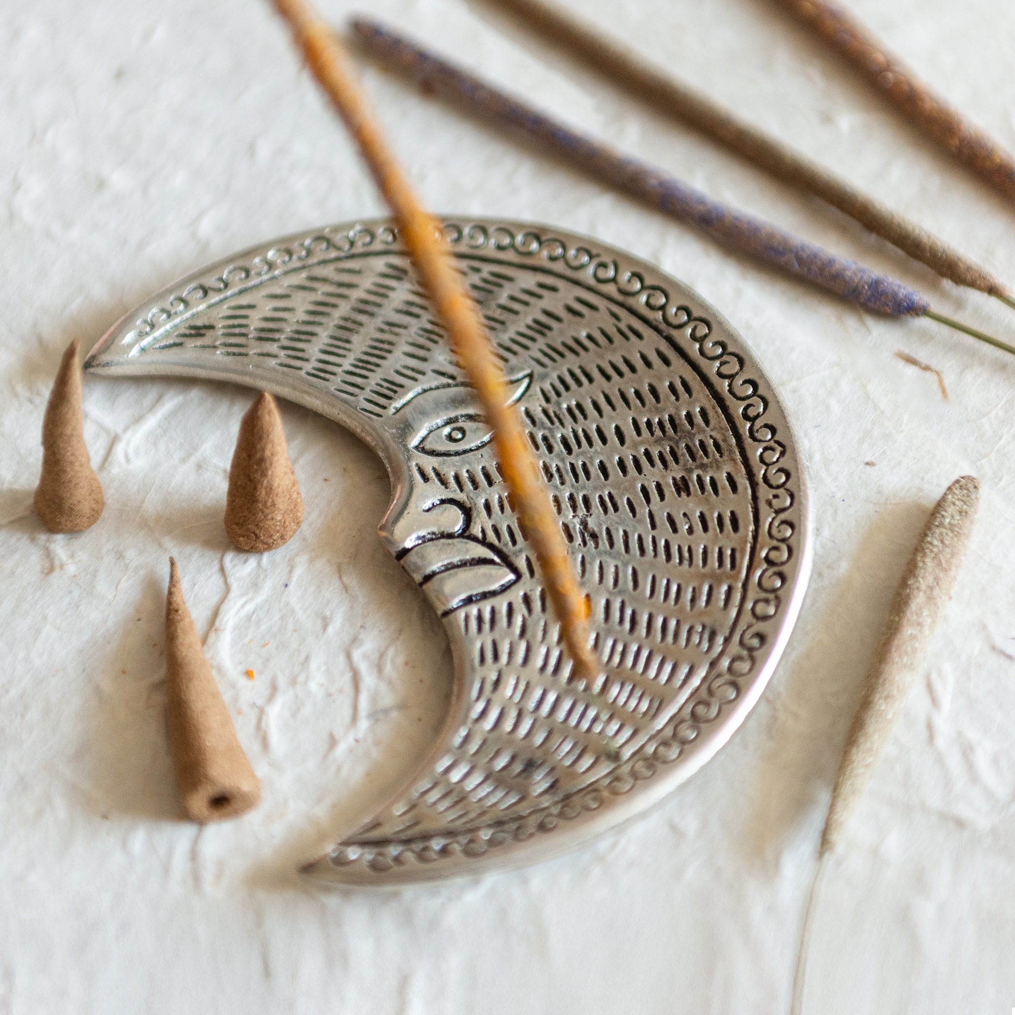 Crescent Moon Incense Holder | Stick & Cone Burner