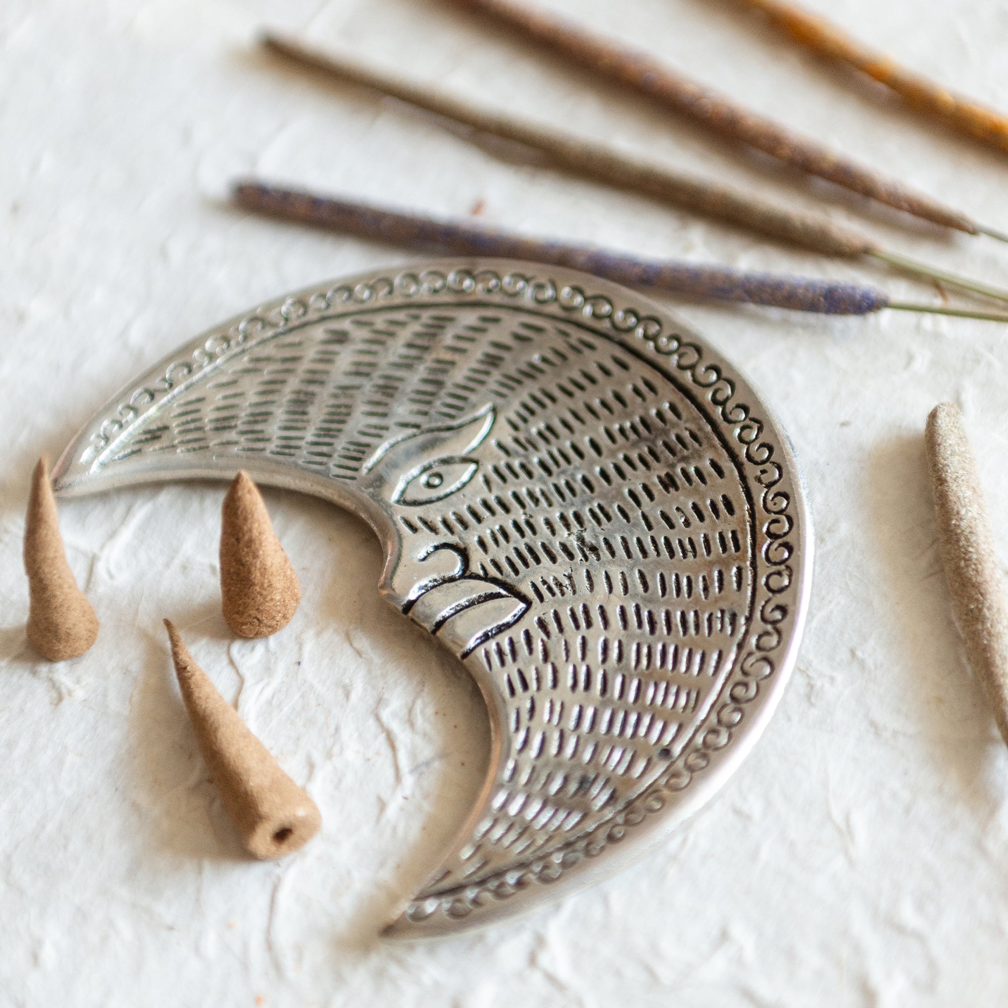 Crescent Moon Incense Holder | Stick & Cone Burner