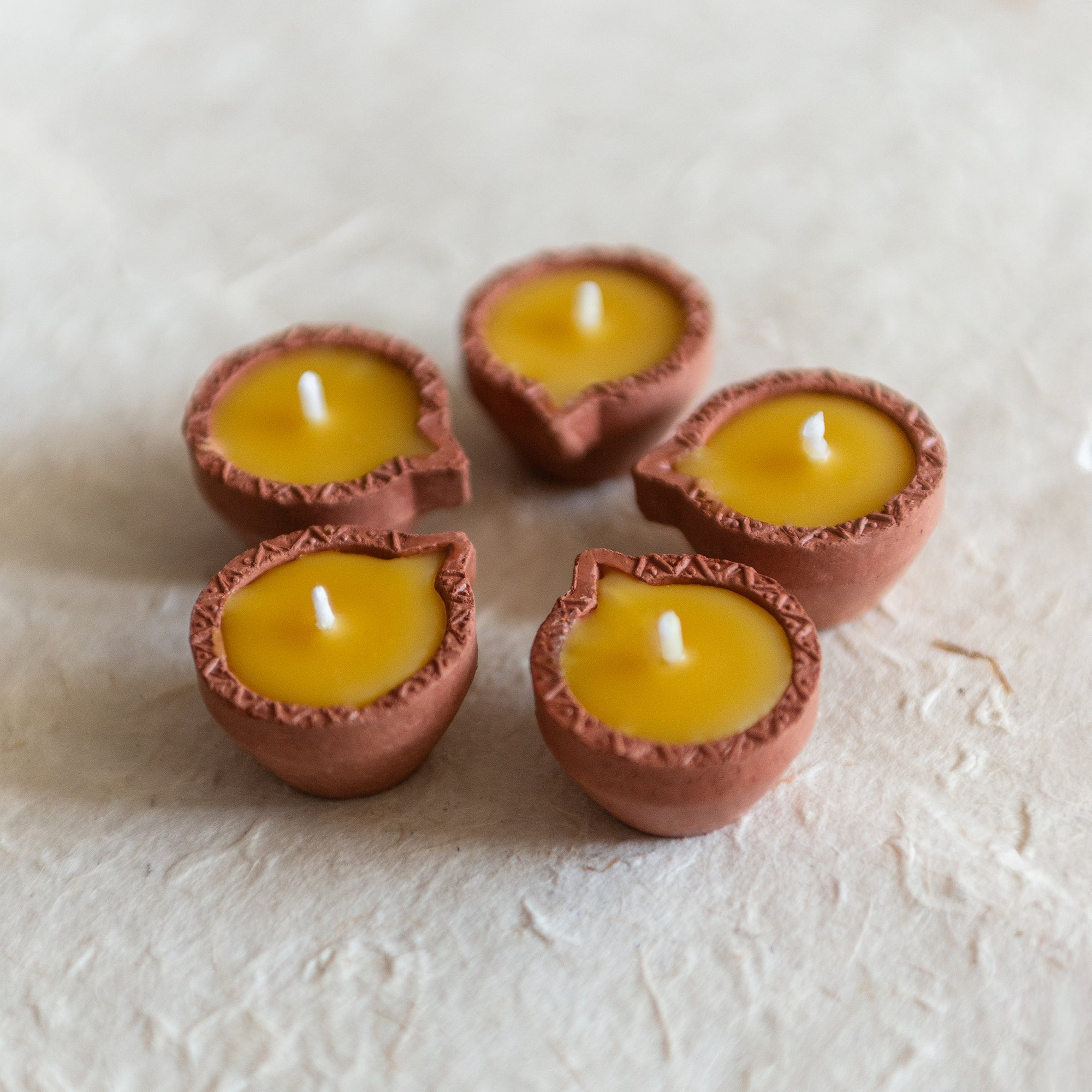 5 MINI BEESWAX DIYAS with Zig Zag pattern | Beeswax Tealights