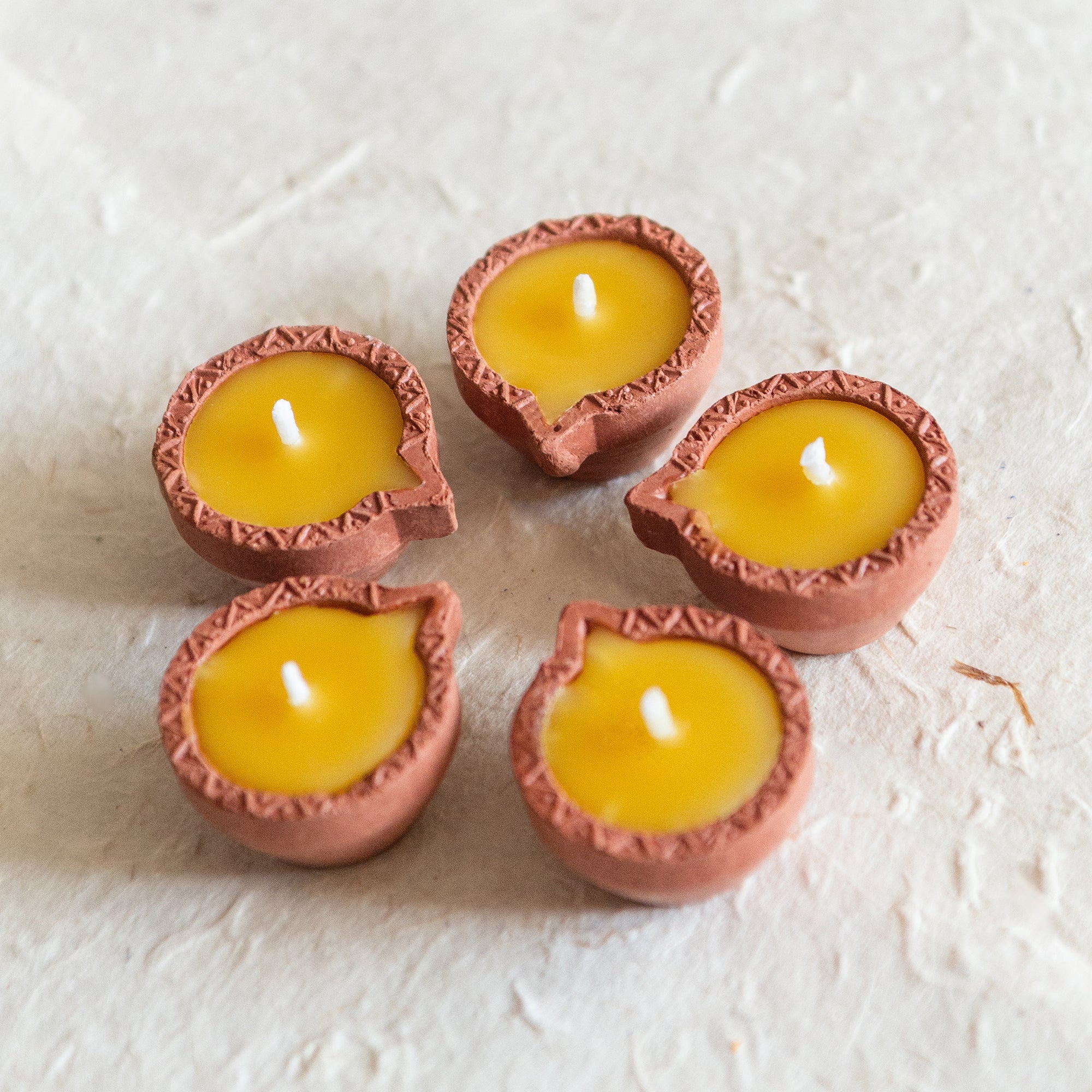 5 MINI BEESWAX DIYAS with Zig Zag pattern | Beeswax Tealights