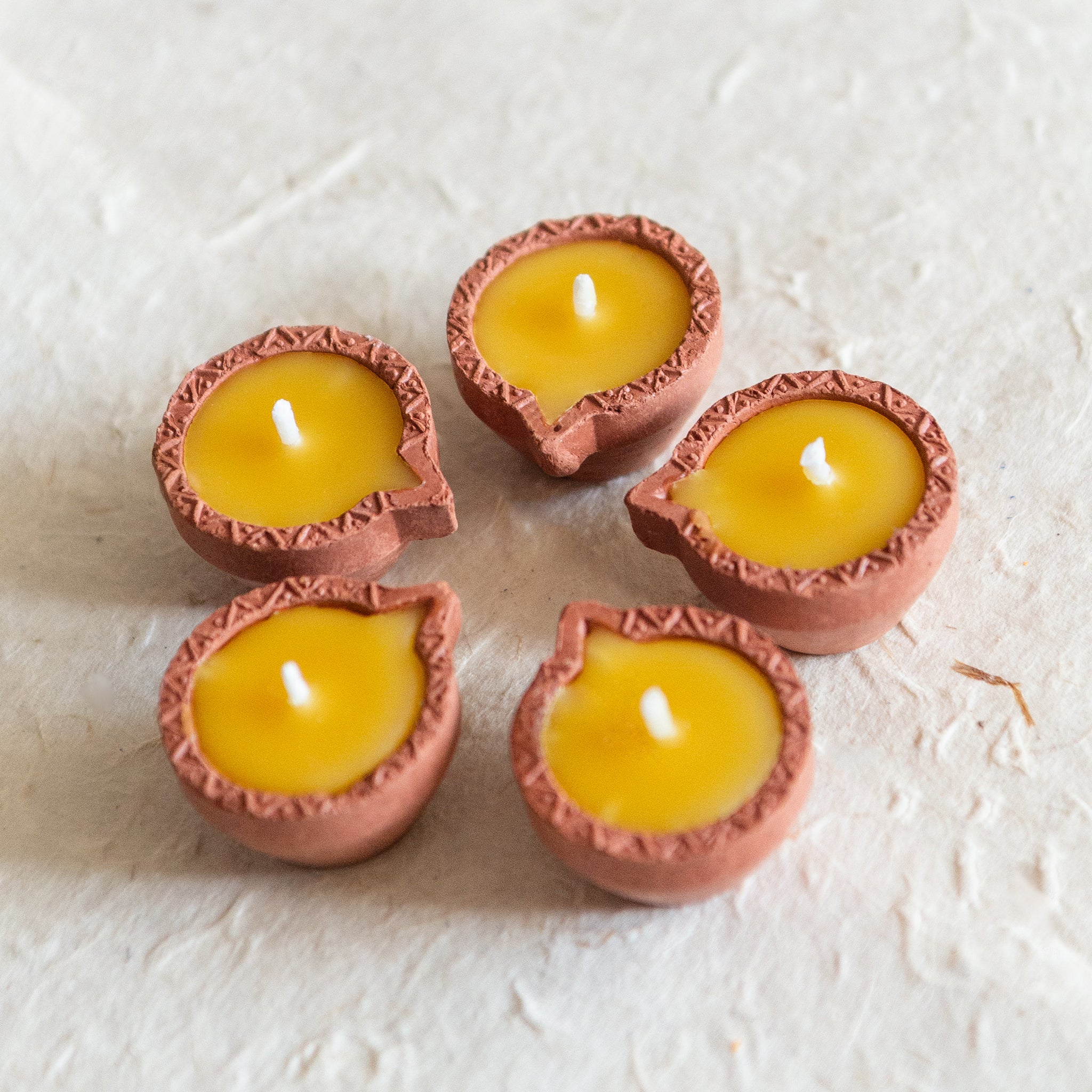 5 MINI BEESWAX DIYAS with Zig Zag pattern | Beeswax Tealights